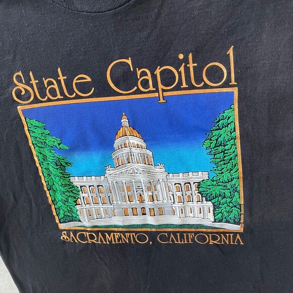 Vintage 80s Keehn Scenes State Capitol Sz L Foil Printed Rare Made In‎ USA - Picture 4 of 14